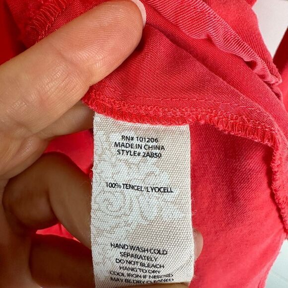 Soft Surroundings Takara Tencel Lyocell Pullover Popover Top Size Medium Coral - Picture 7 of 7